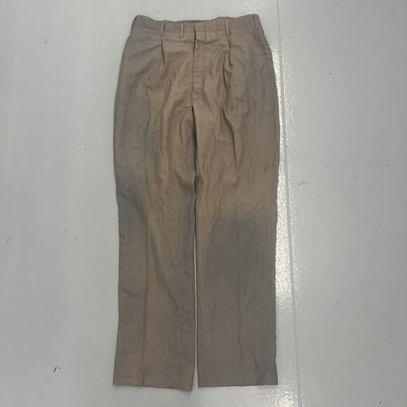 Vintage 60s Brown Striped Seersucker Nylon Pants 33x32 - Picture 1 of 5